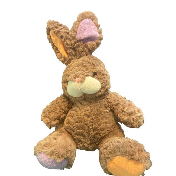 Adorable Plush Bunny Stuffed Animal With Colorful Ears & Tail Soft And Cuddly - Picture 1 of 8